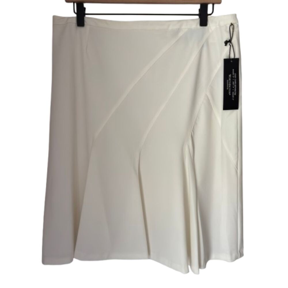 Worthington Works Petite 14 Stretch Separates Lined Ivory Pleated Skirt #D